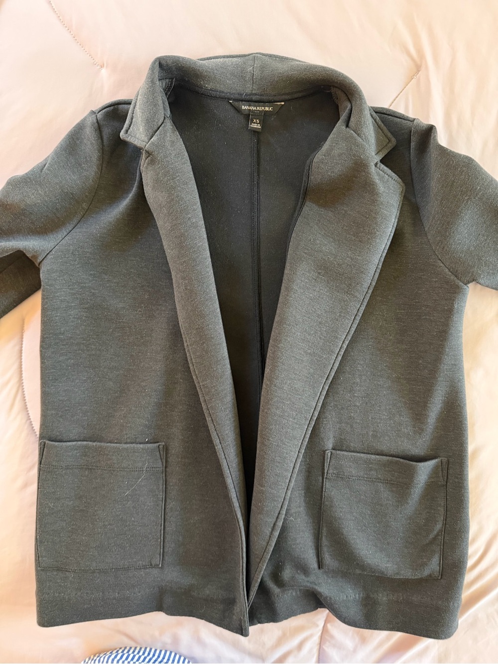 Banana Republic Olive Gray Open-Front Blazer Jacket